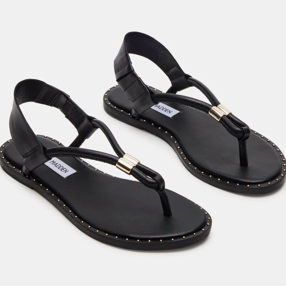 Steve Madden Black Sandals with Gold Accents